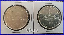 Lot of 27 1958-1967 Canada One Silver Dollar Coins