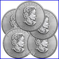 Lot of 5 2018 1 oz Canadian. 9999 Silver Maple Leaf $5 Coins SKU# 399399