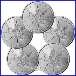 Lot of 5 -2018 Canada 1 oz Silver Maple Leaf Incuse $5 Coins BU PRESALE SKU52128