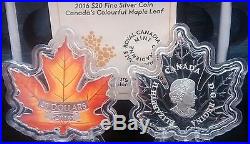 Maple Leaf Shaped Canada Coin $20 2016 1OZ Pure Silver Colour Proof Coin