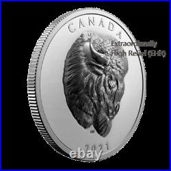 New Canada Silver $25 Dollars High Relief (EHR) Coin, BOLD BISON, 2021