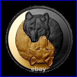 New Canada Silver Rhodium & Gold Plated $20 Coin 1 Oz GREY WOLF, 2021