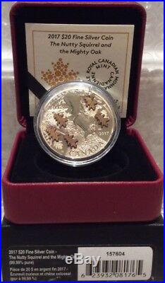 Nutty Squirrel and Mighty Oak $20 2017 1OZ Pure Silver Proof Coin Canada
