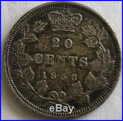 Original And Rare 1858 Twenty 20 Cents Silver Coin Canada Only Year Minted