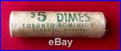 Original Bank Roll 1964 Canada Silver 10 Cent Dime Coins TD Bank Toronto