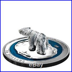 PRICE REDUCED! 2018 Polar Bear Soapstone Enamelled Prf. $50 Cdn silver coin