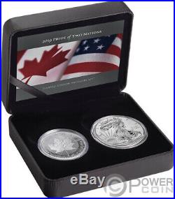 PRIDE OF TWO NATIONS Set 2x1 Ox Silver Coins 5$ 1$ Canada USA 2019