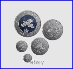 Pure Silver 5-Coin Maple Leaf Fractional Set A Bicentennial Celebration 2019