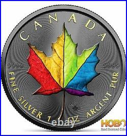 RAINBOW EDITION Maple Leaf 1 Oz Silver Coin 5$ Canada 2021
