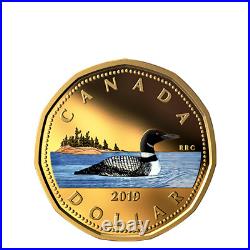 Rare Canada $1 Special Dollar Coin Loonie, Coloured Gold Plated, UNC, 2019