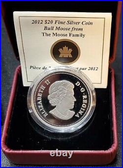Rare Limited Mintage Canada 2012 Bull Moose Family Proof 1 Oz Fine Silver Coin