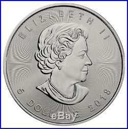 Roll of 25 2018 Canada 1 oz Silver Maple Leaf $5 Coins GEM BU Coins SKU49796