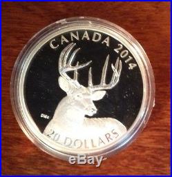 SET of 4 Silver Canadian $20 White-Tailed Deer 2014 coins, 1 oz each- 7500 made