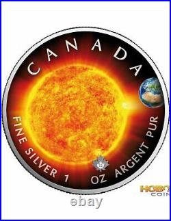 SUN Solar System Maple Leaf 1 Oz Silver Coin 5$ Canada 2022
