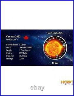 SUN Solar System Maple Leaf 1 Oz Silver Coin 5$ Canada 2022