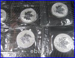 Set of 12-2004 Silver Maple Leaf Coins with Zodiac Privy Marks 1 oz. 9999 Silver