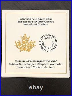 Silver Coin 2017 $30 Endangered Animal Cutout Woodland Caribou