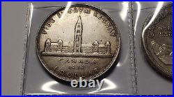 Silver Dollar lot Canadian Silver Dollar Set- 4 coins 1939, 1958, 1964, 1967