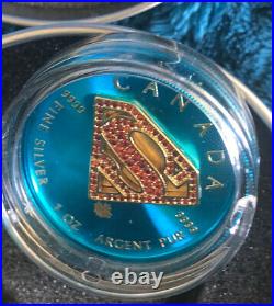 Superman Space Blue with Crystals 1 Oz. 999 Silver Collectible Coin Canada $5