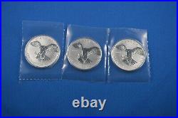 Three 1 OZ. 9999 Pure Silver 2016 Coins Peregrine Falcon