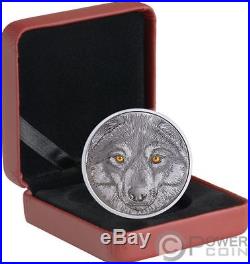 WOLF In The Eyes Of The Glow In The Dark Silver Coin 15$ Canada 2017