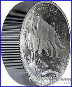 WOLVES Natures Grandeur Curved Shape 10 Oz Silver Coin 100$ Canada 2019