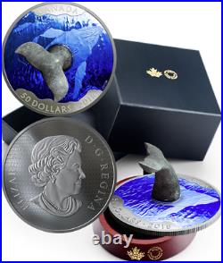 Whale's Tail Soapstone Sculpture $50 2018 5OZ Pure Silver Proof Coin Canada
